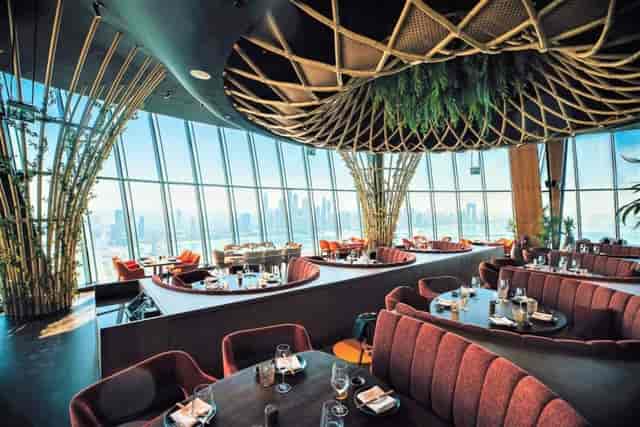 Stylish SUSHISAMBA restaurant with panoramic views, ideal for upscale events and gatherings.