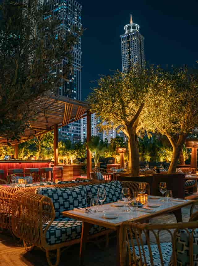 Private dining at La Cantine Du Faubourg, stylish outdoor venue for upscale events.