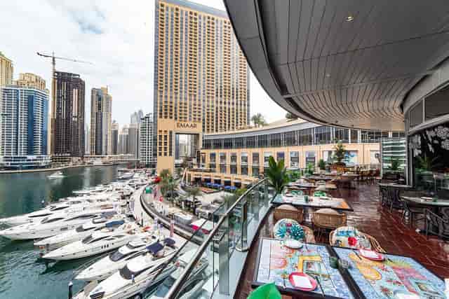Lounge at Mama Zonia: waterfront venue with terrace, ideal for upscale events and gatherings.