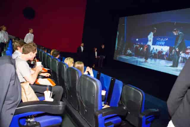 ODEON Trafford Centre cinema event setup with large screen for corporate presentations.