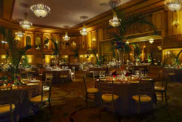 Elegant ballroom at Palmer House Hilton, perfect for weddings and galas with fine decor.