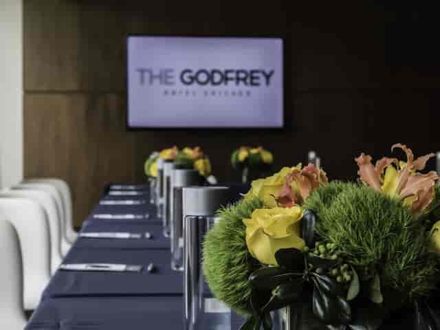 Truss Meeting Room at The Godfrey Hotel, elegant table setup for corporate events.