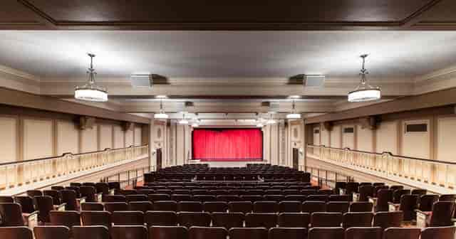 Chicago History Museum theater with tiered seating, ideal for conferences and performances.