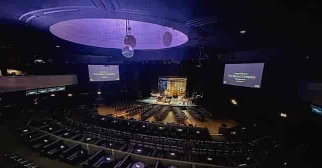 Auditorium in Park West with stage set for presentations, ideal for events and performances.