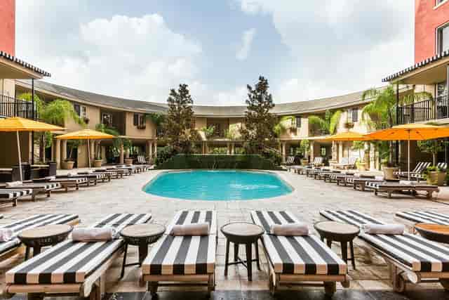 Phantom Ballroom pool at Hotel ZaZa, vibrant outdoor venue for events and networking.