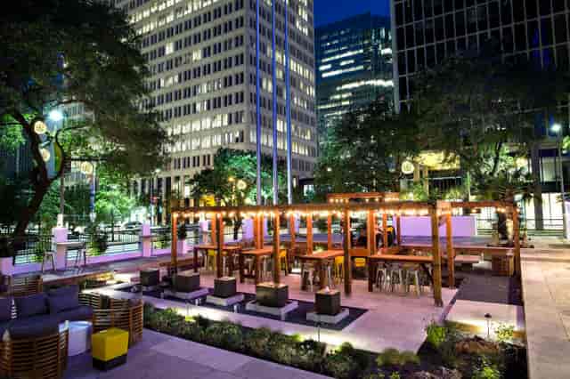Gulf Coast B outdoor event space in The Whitehall Houston, ideal for networking receptions.