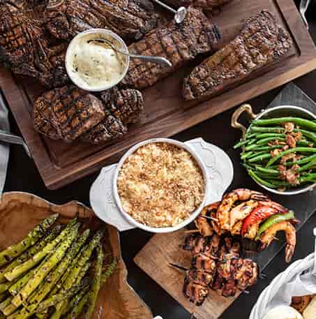Gourmet steak spread at Taste of Texas, perfect for networking events and formal dinners.
