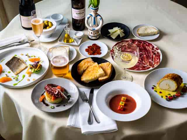 Elegant dining table with gourmet dishes for corporate events in BCN Taste & Tradition.