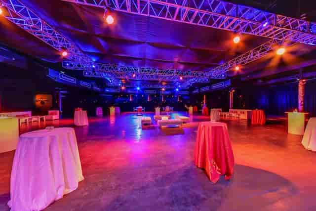 Versatile event space at Bayou Music Center with vibrant lighting for receptions and parties.