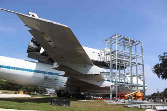 Independence Plaza at Space Center Houston, unique venue with large aircraft for events.