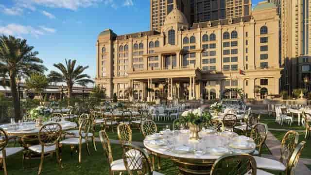 Elegant outdoor event space at Habtoor Palace Dubai, perfect for weddings and corporate events.