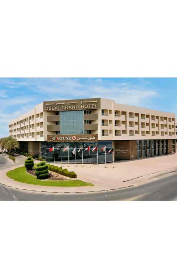 Dubai Grand Hotel suites, modern architecture for corporate events and meetings.
