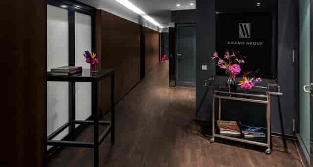 Modern AMANO Conference Room reception with stylish decor for corporate gatherings.