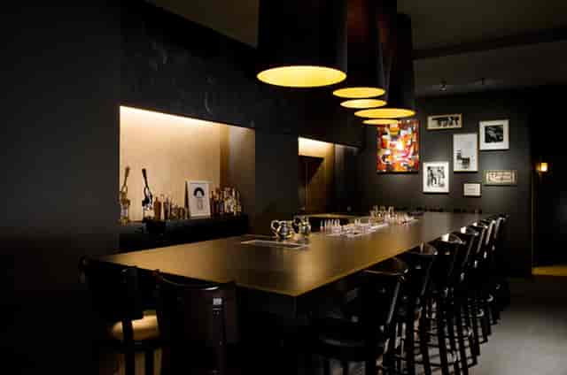 Intimate Buck and Breck bar with warm lighting for networking events and private gatherings.