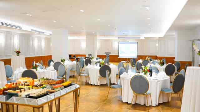 Elegant Diamond Hall at Nishat Hotel, perfect for corporate events and upscale dinners.