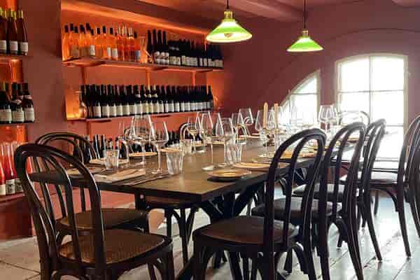 Private dining space with elegant glassware for upscale events and gatherings.