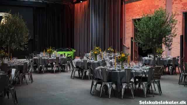 Sophisticated event space at The Plant Cph for formal dinners and corporate events.