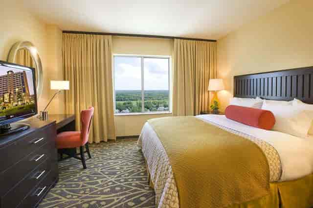 Lone Star Foyer at Embassy Suites Houston, spacious hotel room for conferences and events.