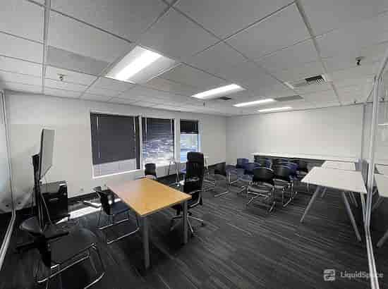 Private offices in Circuit Launch with modular furniture for collaborative meetings.