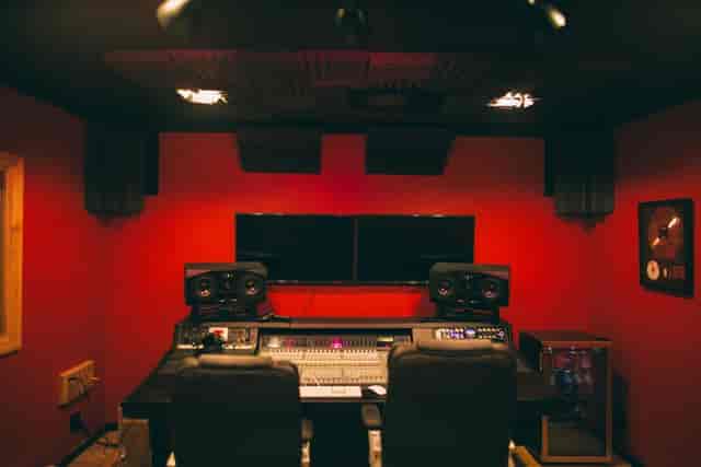 Modern audio studio Studio C with advanced soundproofing for events and music production.