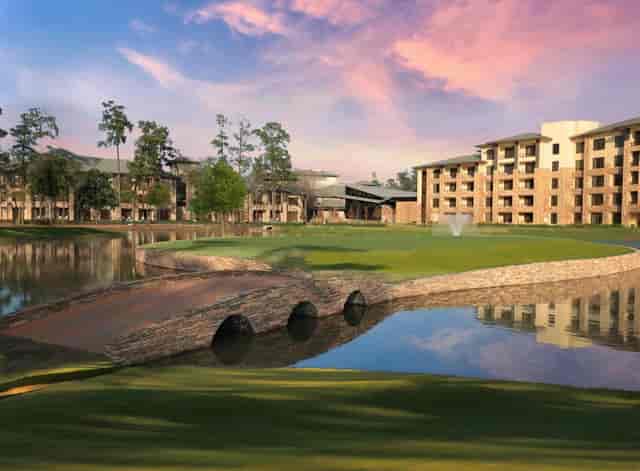 Crockett venue at The Woodlands Resort with serene lake for meetings and events.