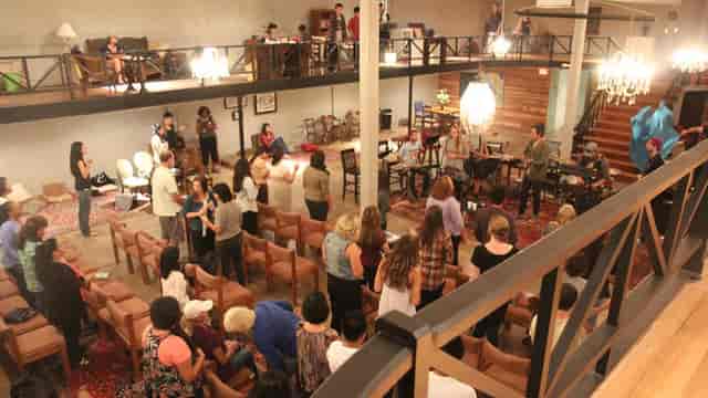 Prophetic Art event space with cozy seating for workshops in Pasadena House of Prayer.