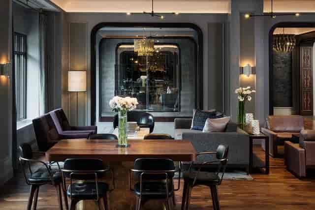 Sophisticated Wylie Room lounge at The Darcy, ideal for networking events and meetings.