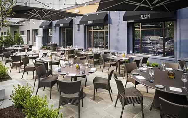 Elegant outdoor dining space at Garden Terrace, perfect for summer events and gatherings.