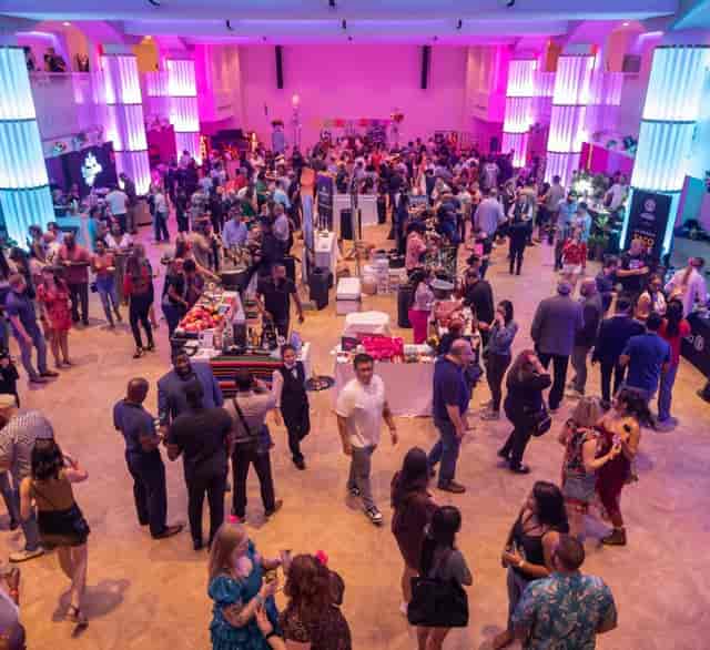Hamilton Ballroom at Hamilton Hotel, vibrant decor for networking events and meetings.