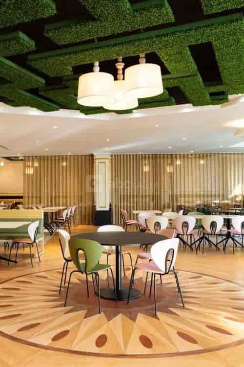 Modern event space in Dream Castle with flexible layout for conferences and workshops.