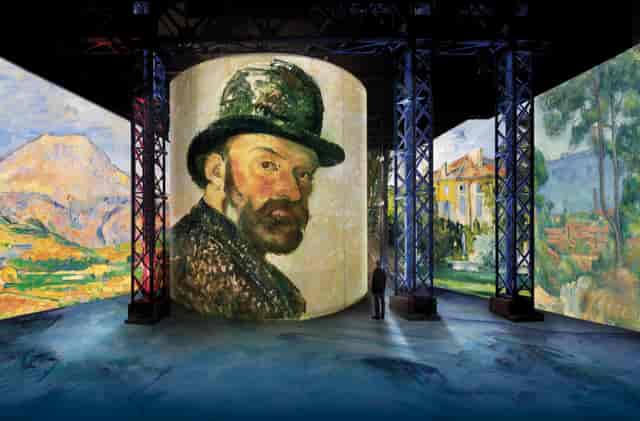 "Atelier des Lumières art installation, immersive venue for corporate events and networking."
