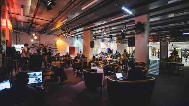 Modern event space in La Gaîté Lyrique, ideal for workshops and networking.