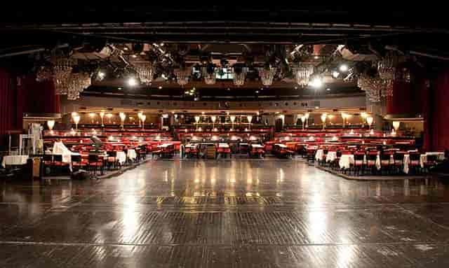 Elegant auditorium in Théâtre du Lido, polished wooden floor, perfect for banquets and conferences.