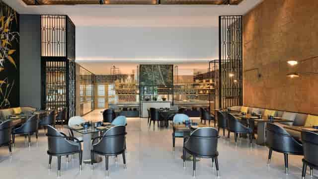 Modern meeting room Ruby at Courtyard Aravali Resort, perfect for corporate events.