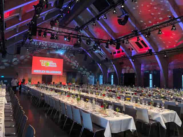 Conference room with elegant banquet setup for corporate events at Westhafen Center.