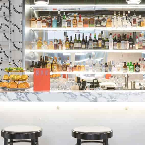 Sleek bar setup at Placid Hotel Zurich, perfect for upscale events and gatherings.