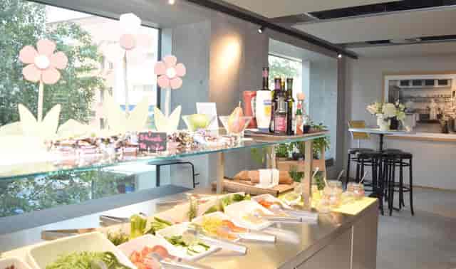 Vibrant buffet catering setup at Placid Hotel Zurich for events and gatherings