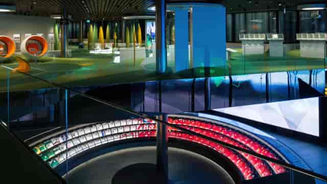World Cup Lounge at FIFA Museum: modern event space with sleek architecture for exhibitions.