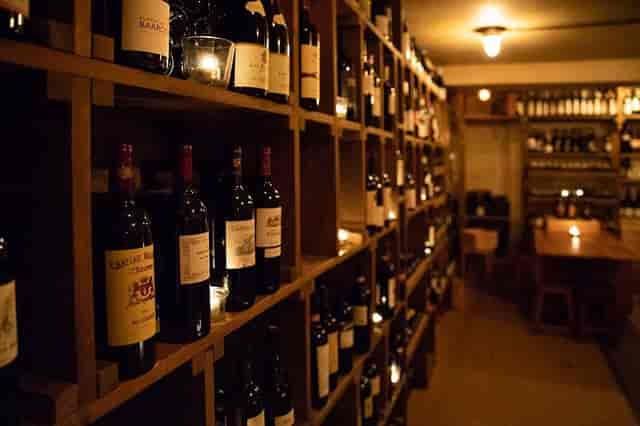 Wine cellar at Carlton Restaurant & Bar, featuring curated wines for tastings and dinner events.