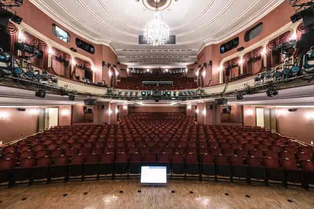 Elegant theater space in Pfauensaal, Schauspielhaus Zürich for conferences and performances.