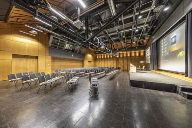 Auditorium in Technopark Zürich with modern seating for conferences and presentations.