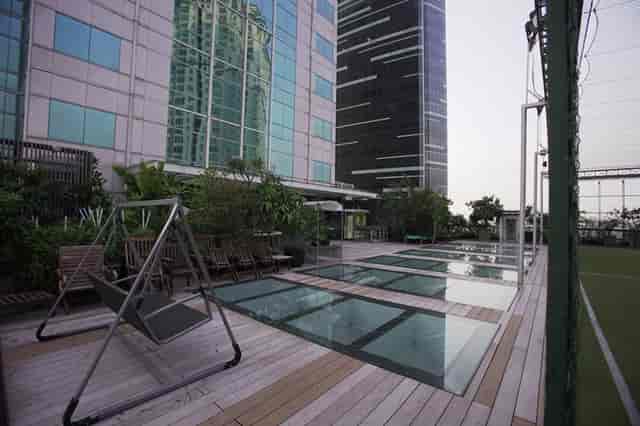 Calathea Terrace rooftop with glass floor, perfect for networking events and gatherings.