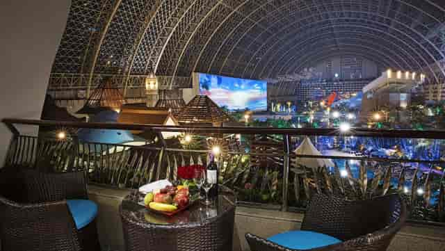 Global Center Grand Ballroom: elegant event space with glass architecture, perfect for gatherings.