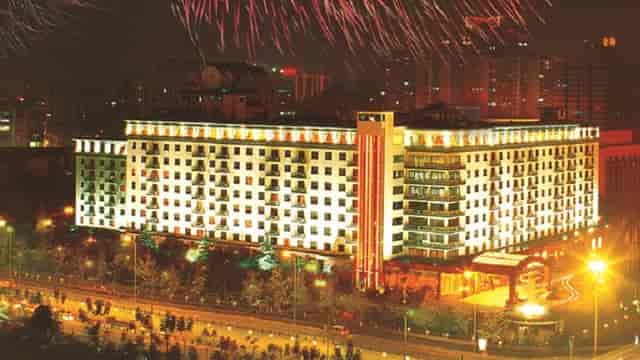 Dignitary Hall at Sichuan Jin Jiang Hotel, illuminated venue for elegant events.
