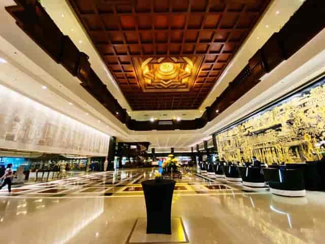 Function Room in Garden Hotel with elegant wooden ceiling, ideal for events and meetings.