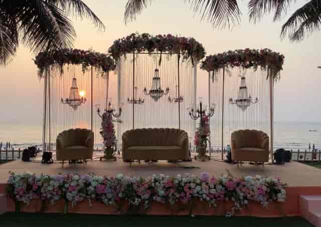 Elegant event stage at Novotel Mumbai Juhu Beach, perfect for weddings and romantic gatherings.