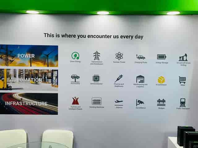 Exhibition backdrop in Mumbai showcasing energy and infrastructure innovations at a trade show.