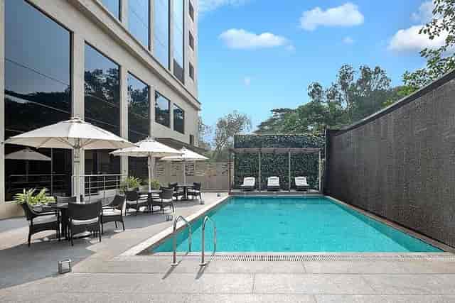 Stylish outdoor pool at Radisson Mumbai for niche events and networking.