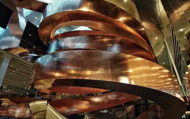 "Glass Corridor at Experimentarium: spiral design venue for receptions and networking."