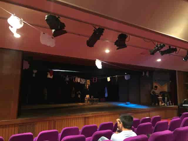 Godrej Dance Theatre stage setup with lights for an engaging performance event.